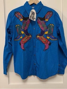 VTG Rodeo Western Wear Applique Button Shirt CowboyCore Women’s 90s NWT Y2K S